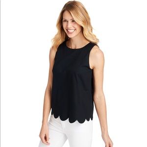 Black Scalloped Hem Shell Top